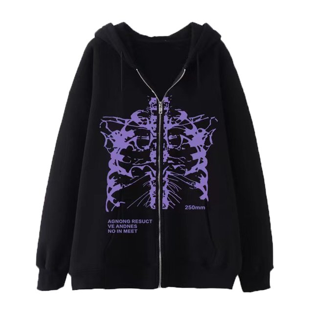 Sudadera Para Mujer Sudaderas de Cuello Redondo Camiseta de Manga Larga de Moda Frente Abierto Ropa de Abrigo Suelta Blusa Estampada Cremallera Abrigo Con Capucha Tops Odeerbi ODB130458