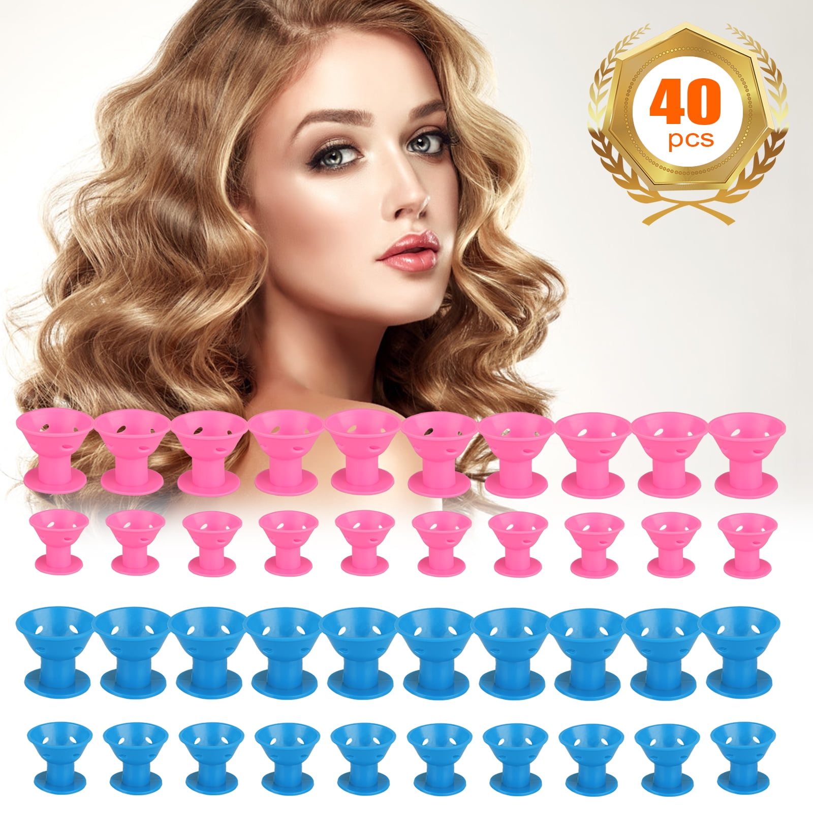 30/40pcs Magic Silicone Hair Rollers, EEEkit Heatless Silicone Hair Curlers,  No Damage No Clip Hair Style Rollers, Soft Magic DIY Curling Hair Styling  Tools Hair Accessories, Large and Small 
