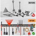 thumbnail image 3 of Garden Tool Organizer Wall Mount - Garage Storage and Organization Yard Tool Hanger with Adjustable Pegboard Hooks Shed Rack for Broom Mop Shovel Rake Trimmers, 64 inch Max 750lbs, Black, 3 of 6