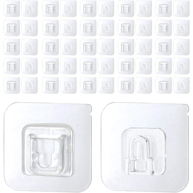 Ganchos Adhesivos Doble Cara, 25 Pares Ganchos para Pared Transparentes, Ganchos Autoadhesivos sin Clavos, Aplicable para Cocina Baño Salón Oficina, Adecuado Regleta y Marcos de Fotos