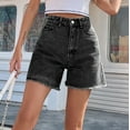 thumbnail image 3 of Womens Jean Shorts Button Ruffle Casual Shorts with Pockets Trendy High Rise Denim Shorts, 3 of 5