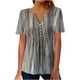thumbnail image 2 of ICHUANYI Clearance Women Fashion Casual Print Round Neck Loose Short Sleeve T-shirt Top Blouse Pullover(Gray, M) ICHUANYI WER2023080907987, 2 of 5