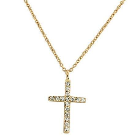 925 Sterling Silver Religious Cross White CZ Classic Pendant Necklace