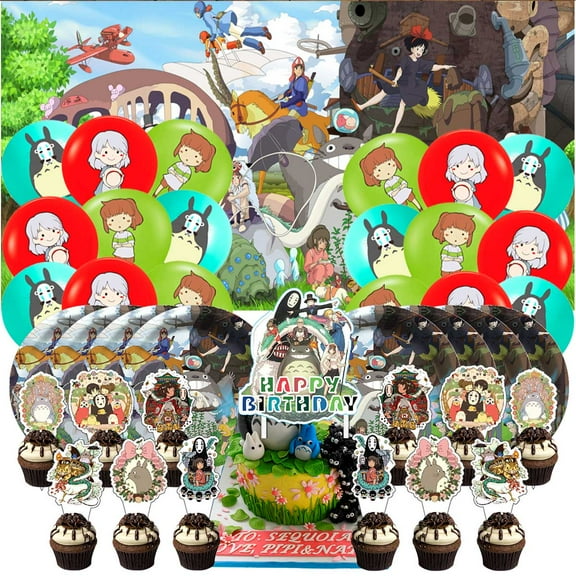 Studio of Ghibli Party Supplies Cake Topper Decor Banner Backdrop Tableware Balloons Birthday Decorations