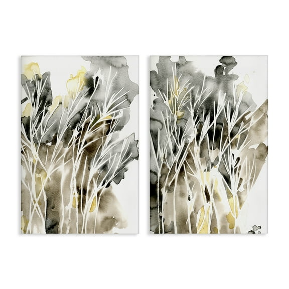 Stupell Industries Watercolor Splash with Tendrils Abstract Painting Wrapped Canvas Art Print Wall Art, 16 x 24, Set of 2