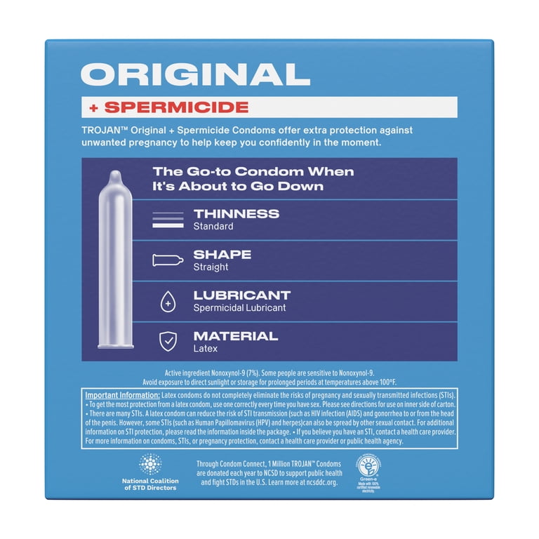 Trojan Original Plus Spermicide Latex Lubricated Condoms for Men, 36 Count  HSA/FSA Eligible - Walmart.com