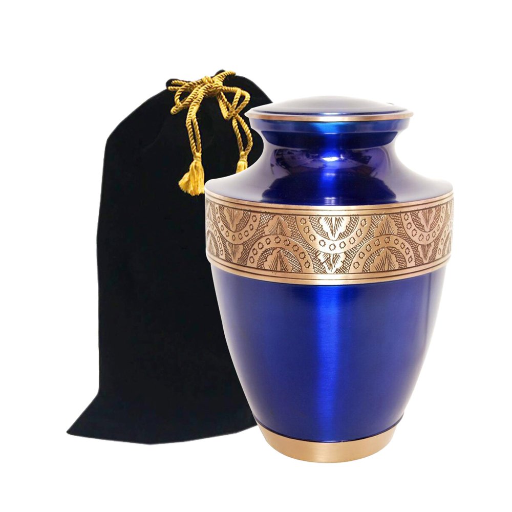 Golden Navy Brass Cremation Urn Beautifully Handcrafted Adult Funeral