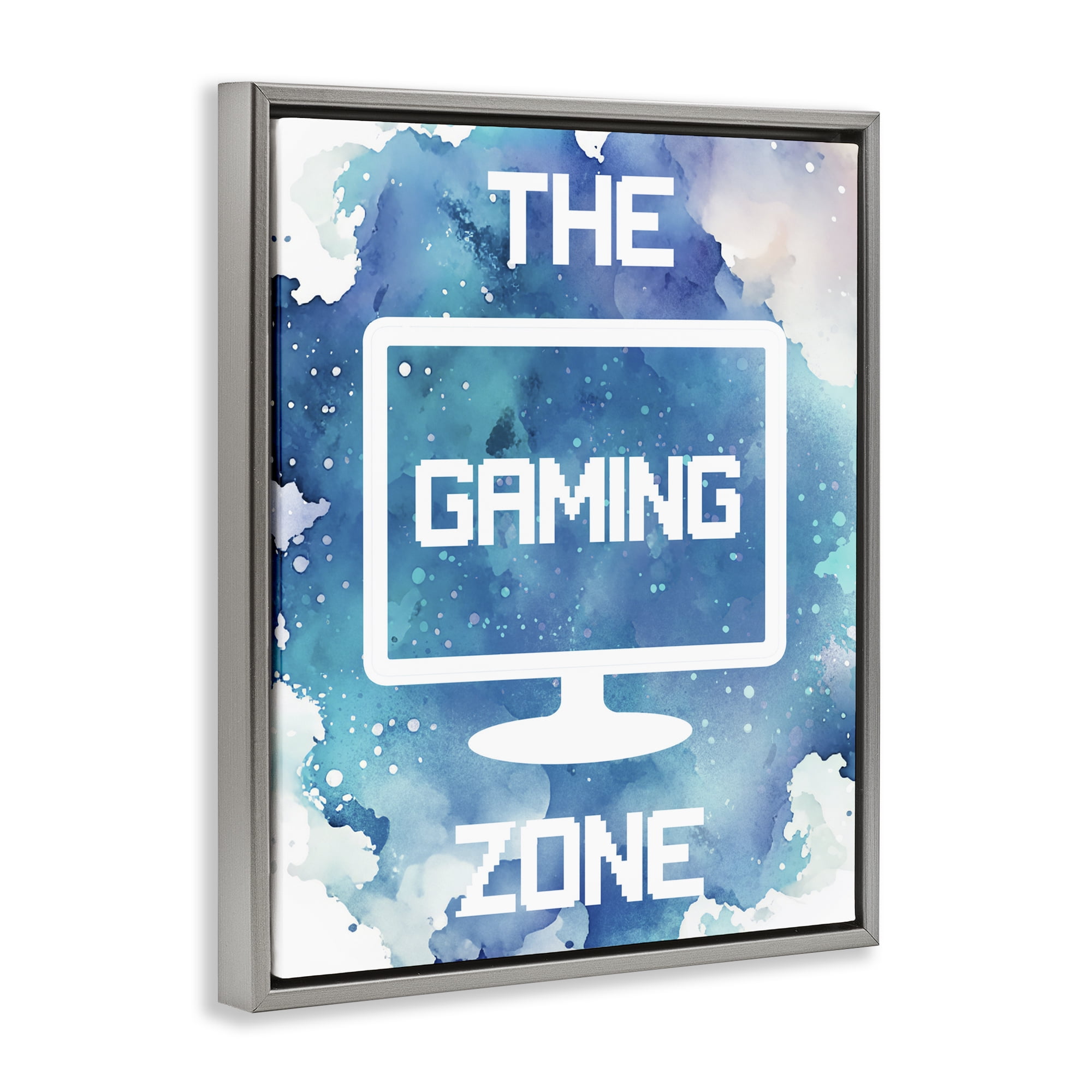 Gaming Zone Moniter Gray Framed Floater Canvas Wall Art, design by Marcus Prime