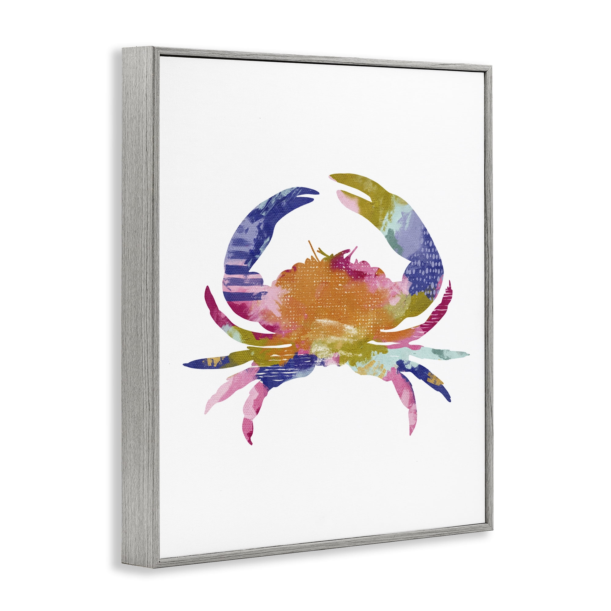 Stupell Industries Patterned Crab Impression Animals & Insects Painting Gray Framed Art Print Wall Art, 16 x 20