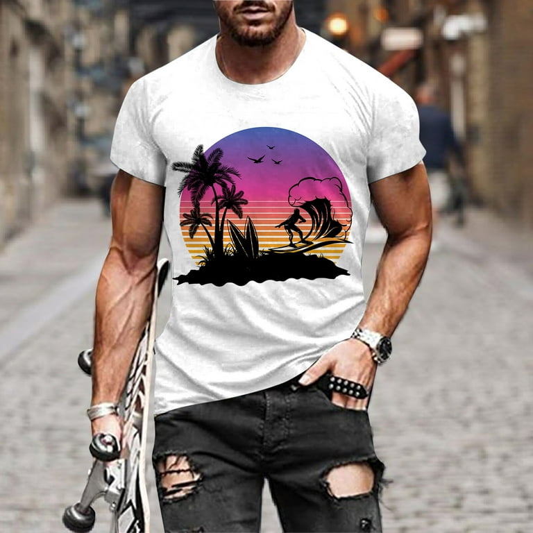 T Shirts For Men Men Fashion Spring Summer Casual Short O Neck Printed T Shirts Top Blouse -