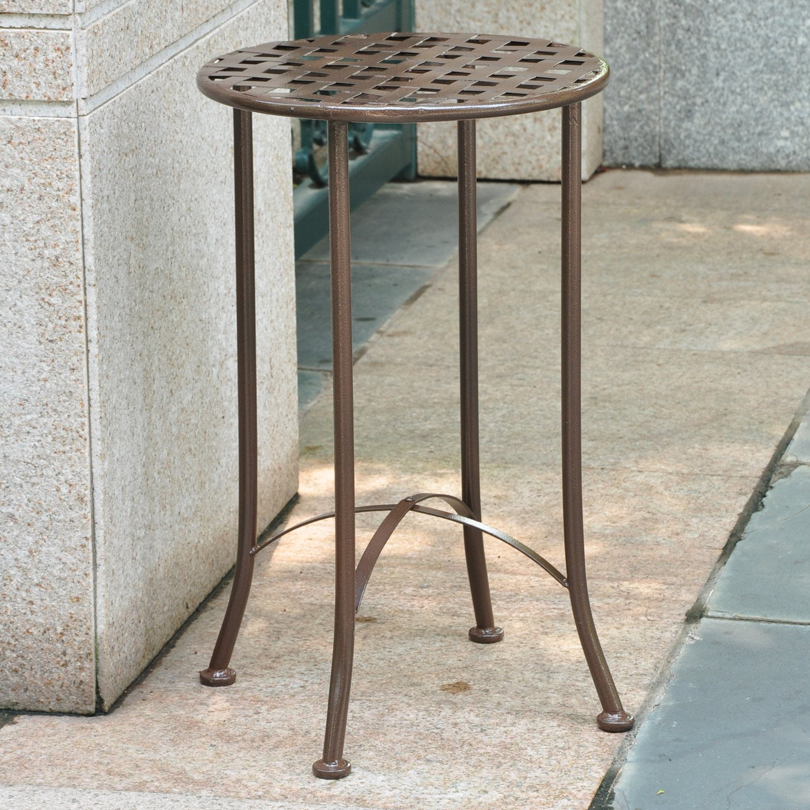 International Caravan Mandalay 15 in. Round Iron Metal Patio End Table