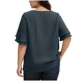 thumbnail image 4 of Kaemgyyd Womens Plus Size Tops Trendy Ruffle Half Sleeve Shirts Loose Fit Crewneck Blouses Dressy Casual Fashion Tunics XL-5XL, 4 of 7