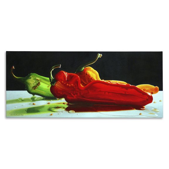 Stupell Industries Contemporary Bold Modern Peppers Still Life Kitchen Vegetable Food Canvas Art, 24 x 10, by Cecile Baird