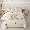 thumbnail image 2 of Catabedysis Multicolor Retro Flowers Bed Spread Queen,Chic Bow Alphabet K Design Queen Coverlet Set For Girls,3-Piece, 2 of 7