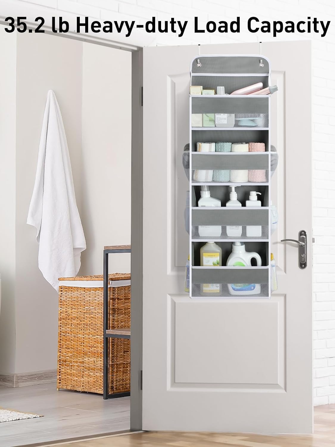LazySpin 4-Tier Over The Door Organizer Gray photo 8