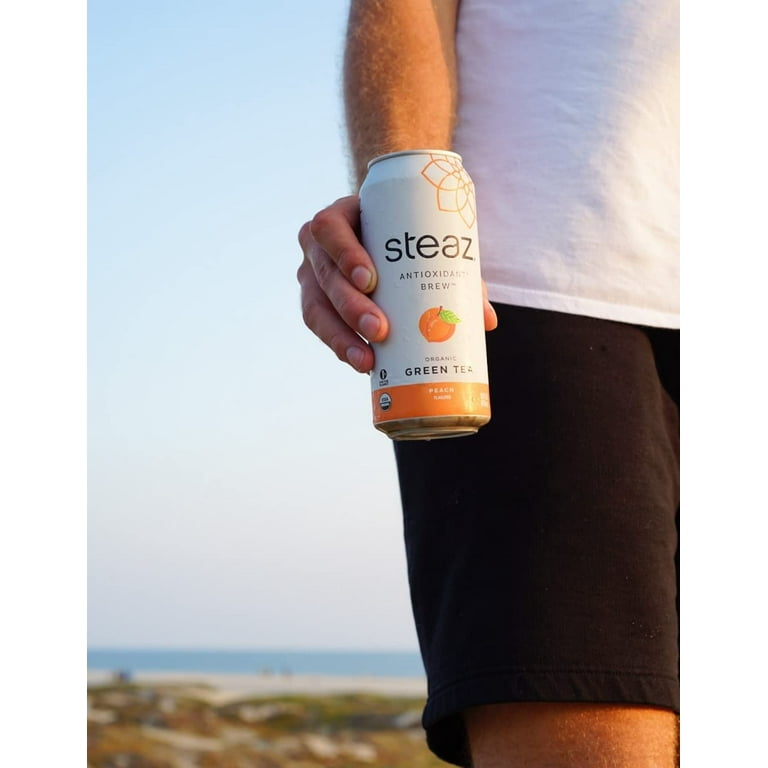 Steaz Fair-Trade Peach Flavored Iced Green Tea, Gluten Free, 16