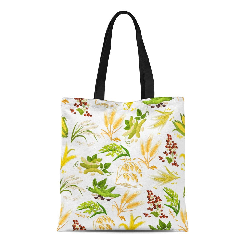 ASHLEIGH Canvas Bag Resuable Tote Grocery Shopping Bags Cereals of