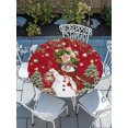 thumbnail image 6 of Round Fitted Tablecloth with Elastic Edge, Red Snowman Christmas Waterproof Table Cloth Table Cover for 55"-60" Tables, Xmas Tree Snowflake Ball Poinsettia Tablecloths for Dining Picnic Party Outdoor, 6 of 9