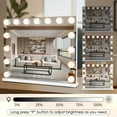 thumbnail image 4 of Miserwe The illuminated makeup mirror is equipped with a 10x magnifying glass, LED light, and an intelligent touch screen. It has 15 LED bulbs, a large size, and 3 colors that can be adjusted, 4 of 11