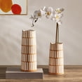thumbnail image 2 of SAFAVIEH Kai Striped Ceramic Vase, Set of 2, Light Orange/Cream, 2 of 6