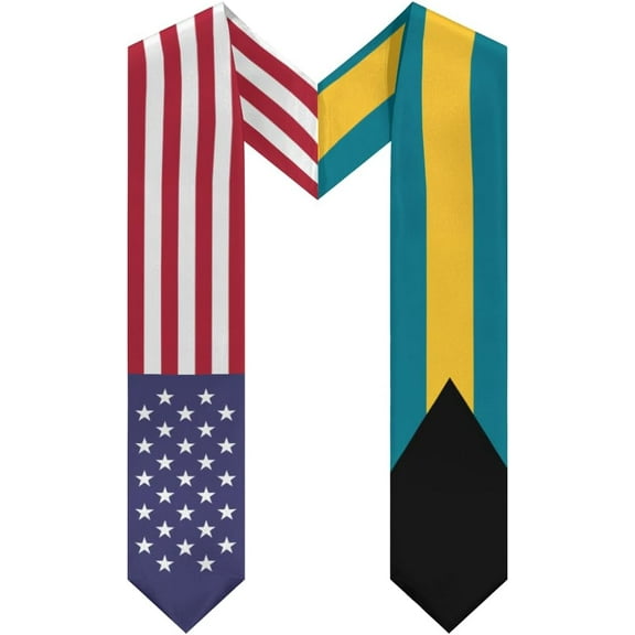 Bahamas Mix United States Flag Graduation Stole Sash For Study Aboard International Students