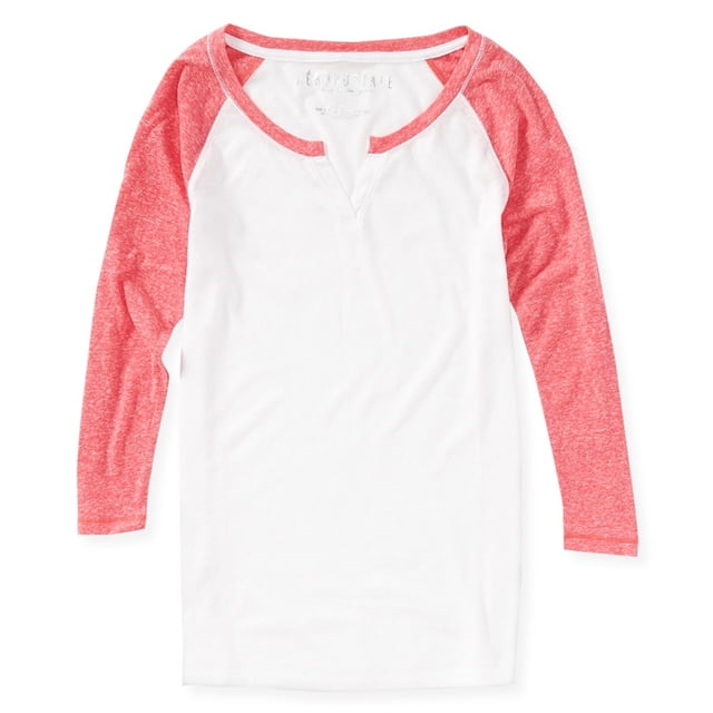 Aeropostale Sheer Raglan Camiseta básica para mujer, naranja, pequeña