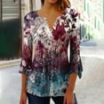 thumbnail image 2 of Hauts à Manches 3/4 pour Femmes Mode Imprimé Décontracté Col en V T-Shirt Blouse à Manches 3/4 Hauts Robe T-Shirt Femmes Été T-Shirts pour Femmes Robe d'Été avec Manches pour Femmes, 2 of 7