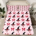 thumbnail image 2 of Manfei Red Witch Hat Twin Sheet Sets for Kid, Kawaii Cartoon Bowknot Twin Fitted Sheet, Happy Halloween Flat Sheet, Lightweight Room Decor, 3-Piece, 2 of 7