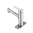 thumbnail image 4 of Bathroom Sink Faucet with Pull Out Sprayer, Single Handle Modern Bathroom Basin Faucet with Pop-up Sink Drain Stopper & Deck Plate,Brushed Nickel, 4 of 6