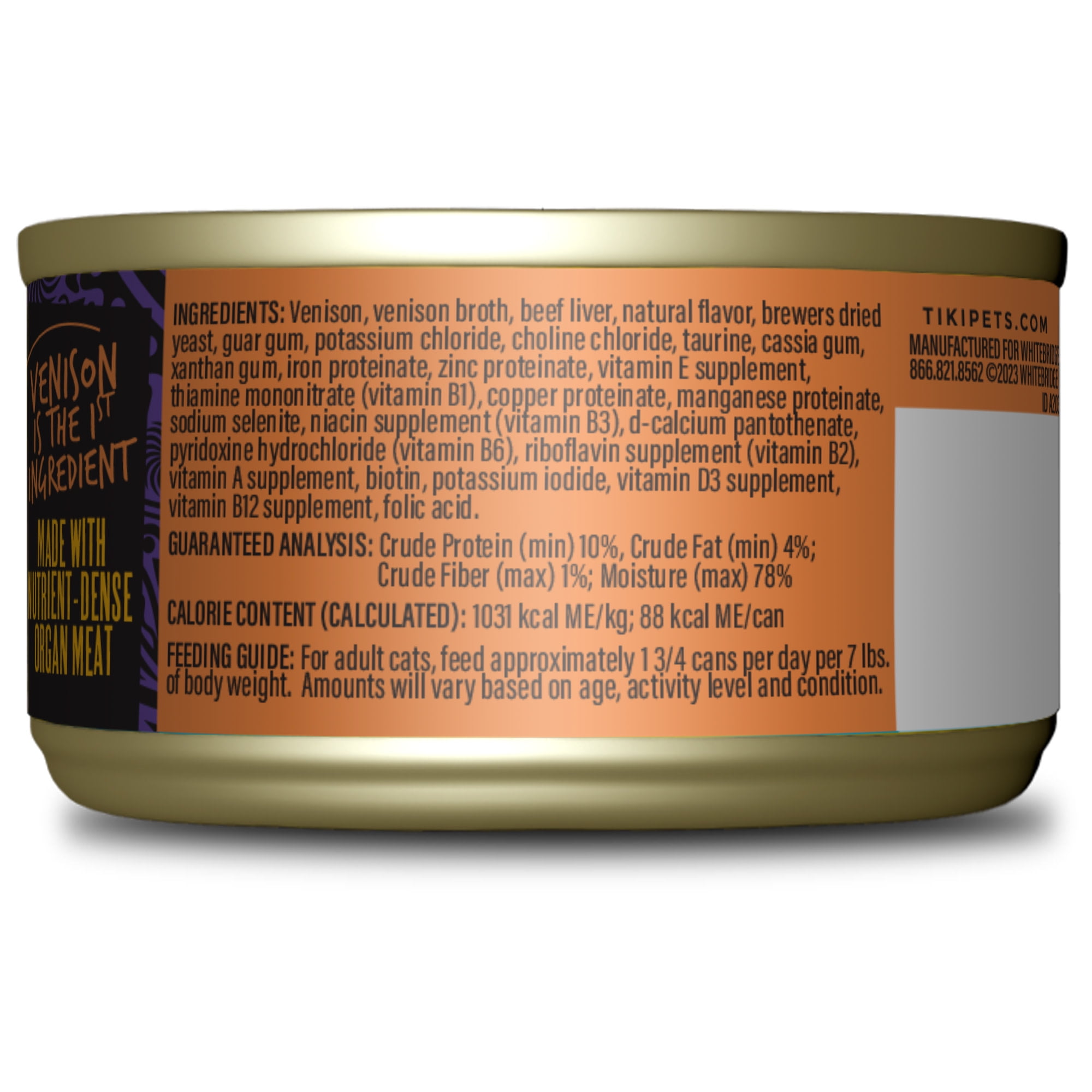 (24 pack) Tiki Cat After Dark Pate Wet Cat Food, Wild Venison & Beef Liver, 3 oz. Can