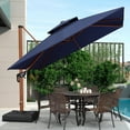 thumbnail image 2 of PURPLE LEAF  10 ft Square Wood Pattern Patio Cantilever Umbrella with Base Beige, 2 of 5
