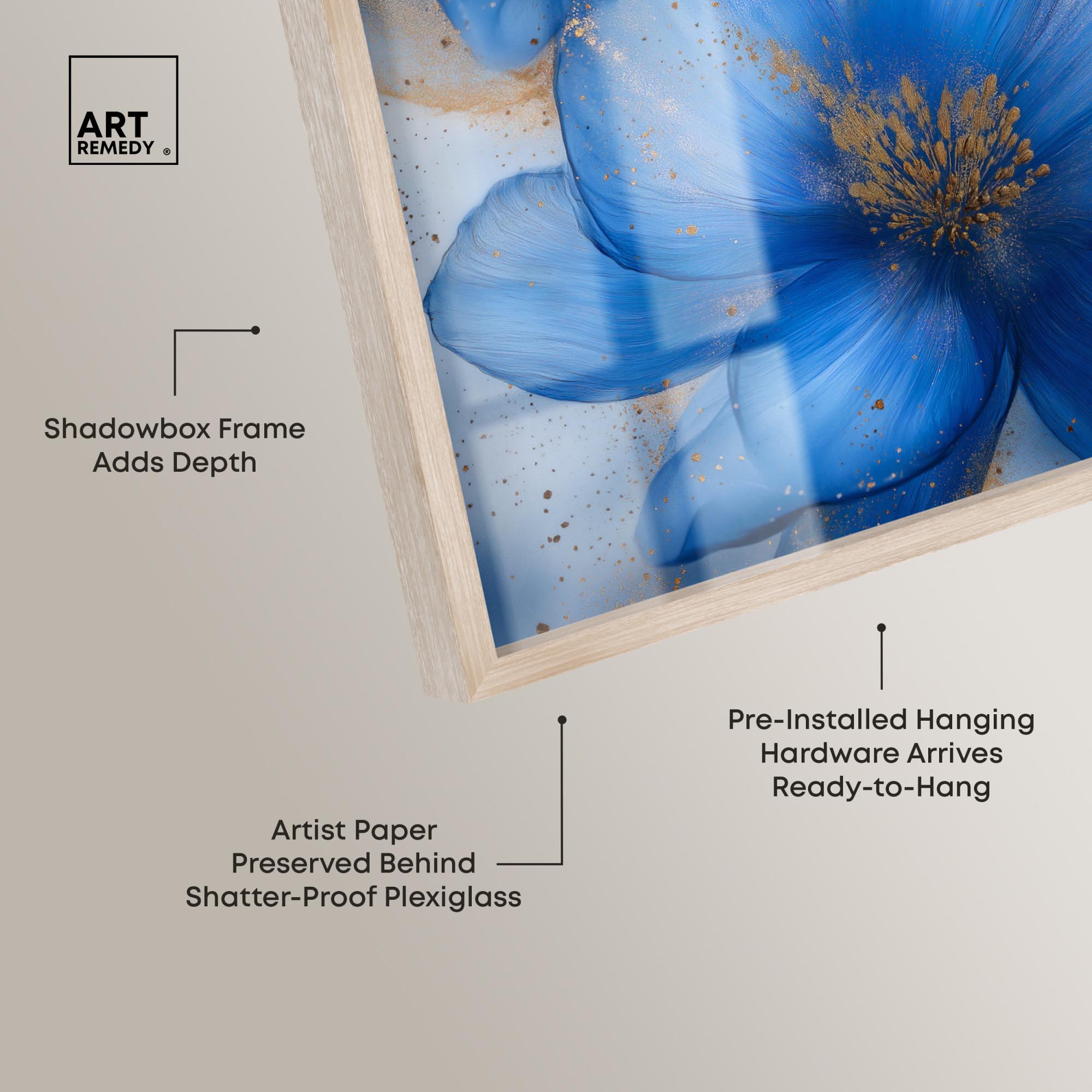 Twilight Teal Tint II Shadowbox Print Flower Wall Art by Art
