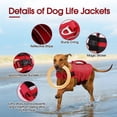 thumbnail image 3 of IDOMIK Dog Life Jacket with Reflective Strips, Adjustable Swimming Vest High Flotation Pet Lifesaver for Medium Dogs, Red, M, 3 of 7