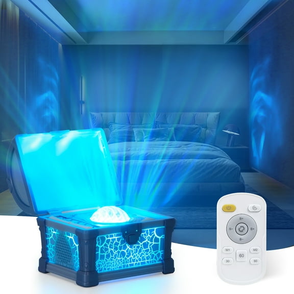 Northern Lights Projector, 7 Colors Treasure Chest Night Light Aurora Lights Projector with 8 Effects & Remote, Dimmable Galaxy Light Ambient Lighting for Bedroom, Gifts for Kids Teen Women