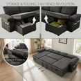 thumbnail image 3 of 113" Sectional Couch with Storage Chaise, 4 Seater Sectional Sofa for Living Room, Corduroy Sleeper Sofa Bed with Pull Out Couch, Adjustable Backrest, Side Pocket & USB Charging Ports (Dark Grey), 3 of 8