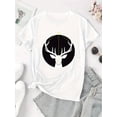 thumbnail image 2 of T-Shirt de Sport Décontracté Simple à Col Rond et Manches Courtes pour Femmes, Motif de Cerf Minimaliste Créatif Imprimé, Haut d'Été Confortable pour Femmes pendant les Vacances. Fête des Pères, Fête des Mères, Nouveau A, 2 of 6