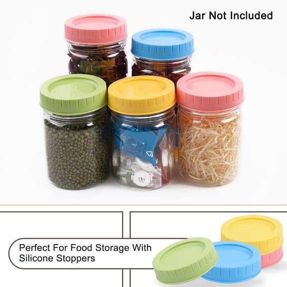 Colored Plastic Mason Jar Lids Regular Mouth Mason Canning Jars Top Food Storage Replacement 16 Pack