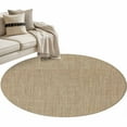thumbnail image 2 of Beige 3.3ft Round Rug, Farmhouse Burlap Solid Brown Color Modern Linen Texture Non-Skid Rubber Backing Large Area Rugs - Living Room Bedroom Home Office, Indoor Floor Mat Carpets Washable Rug, 2 of 9