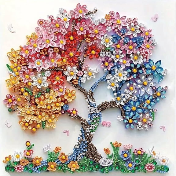 CCOCC 5D Diamond Art Kits for Adults Beginner,Colorful Flower Tree Diamond Painting Kits for Special Shape,DIY Full Drill Diamond Dots Gem Art for Home Wall Decor 12 X 12 Inch
