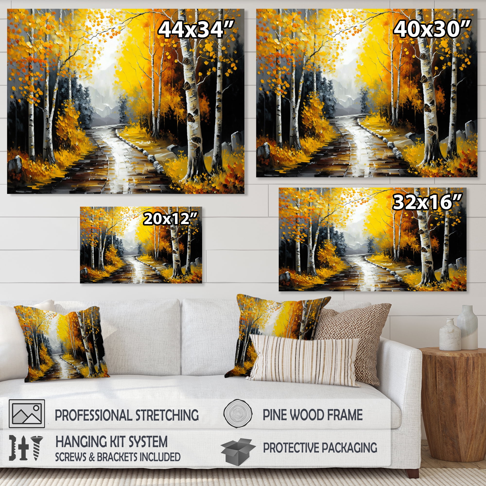 Designart Path Into The Yellow Forest I Canvas Wall Art