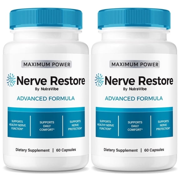 (2 Pack) Nerve Restore – Natural Daily Support Blend for Nerves, Memory & Focus | Easy-to-Take Capsules (120 Capsules)