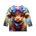 thumbnail image 2 of Jinhomg Kids Graphic Shirts Novelty Fancy Cartoon Animal Print Blouse Lightweight Comfy 3/4 Sleeve Crew Neck Tunic Tops Casual Daily Wear Multicolor 120, 2 of 4