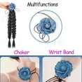 thumbnail image 4 of YooGuoGuo 1pc Hair Braid Extension Ponytail with Jean Rose Flower Duel-Braid Black Hair Extension with Elastic Band for Girls (Black), 4 of 6
