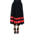 thumbnail image 3 of Bimba Women's Elastic Waist Mid-Calf Flared Georgette Skirt Boho Chic Skirt, 3 of 8
