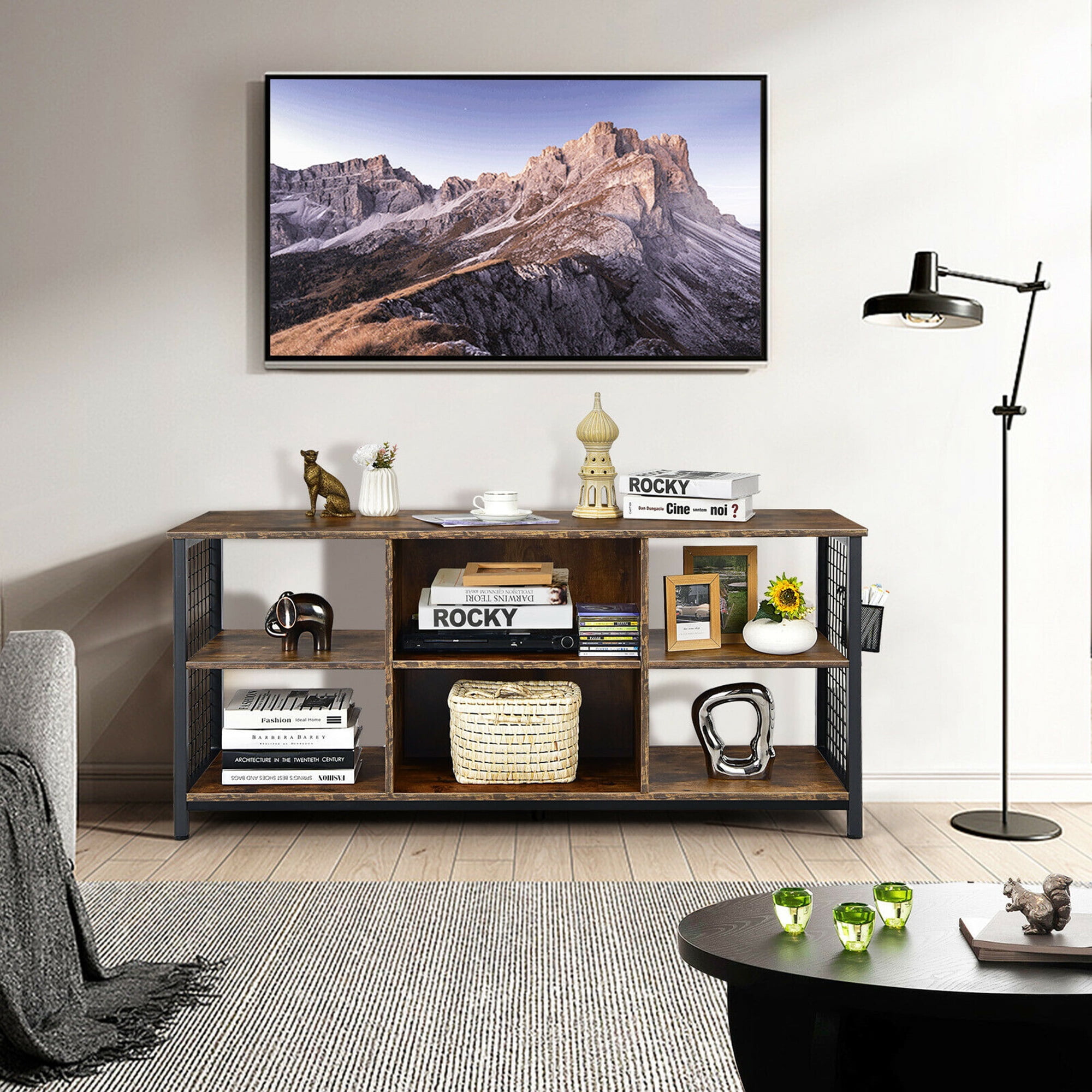 Gymax 3 Tier TV Stand for TVs up to 65", Brown