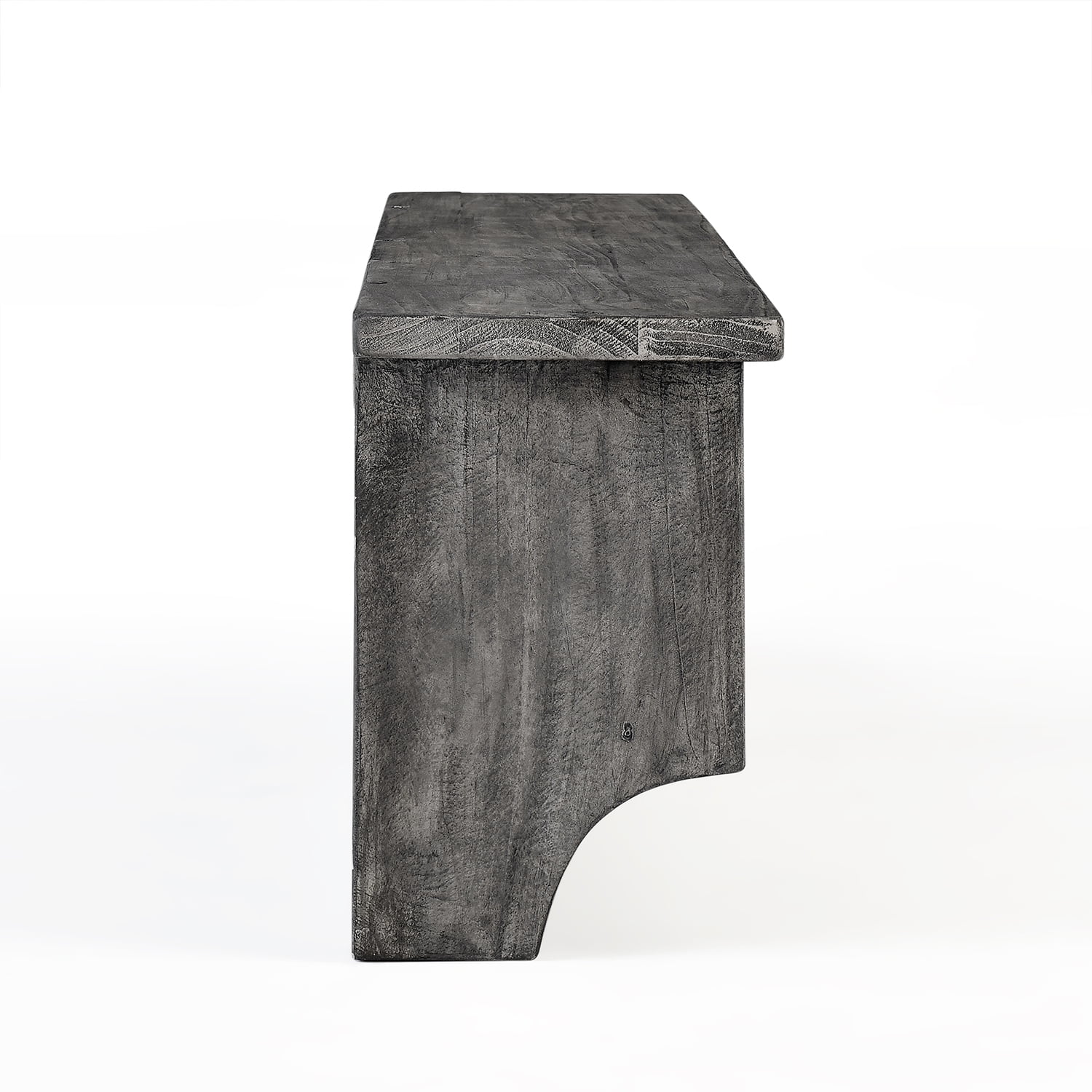Alaterre Pomona 48" Metal and Reclaimed Wood Wall Coat Hook with Bench, Slate Gray