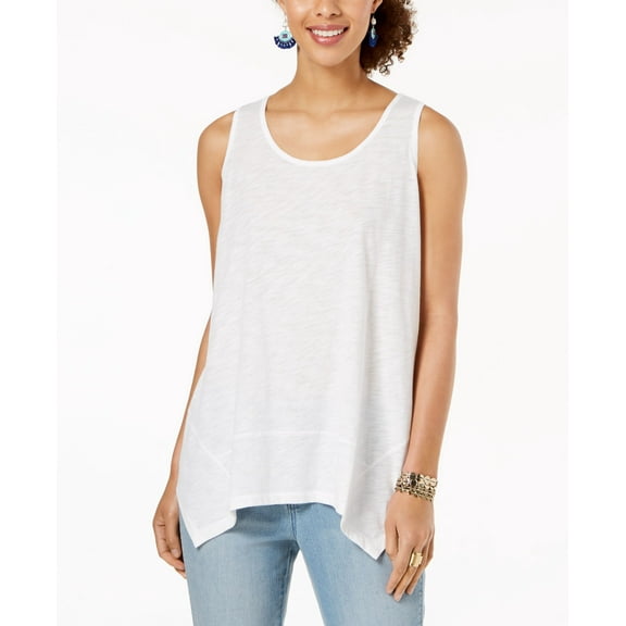 Style & Co Handkerchief Hem Tank Top Winter White S
