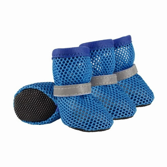 Reflective Mesh Dog Boots for Small Dogs, Adjustable Anti Slip Summer Shoes for Hot Surface, Breathable Paw Protector for Cats(S,Blue)