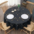 thumbnail image 3 of Dark Blue Sun Moon Pattern Round Tablecloth 60"x60",Wrinkle Wipeable Table Cloth for Kitchen Dining Room Picnic Patio Party, 3 of 6