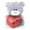 Gray With Red Heart, variant on Made by Aliens Personalized Brown Qbeba Teddy Bear Stuffed Animal Plush Toy -With Pink Heart Pillow- Perfect Gift for Valentine Day -Christmas- Birthday-6 Inches